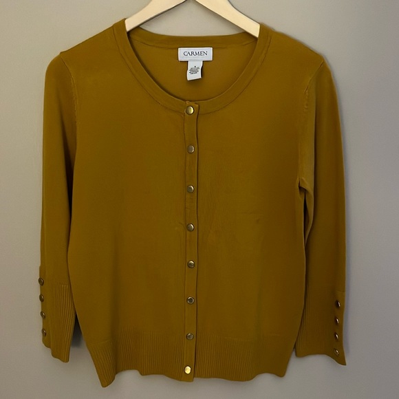 Carmen Cardigan Snap Buttons 3/4 Sleeve Mustard Size‎ S - Picture 1 of 10